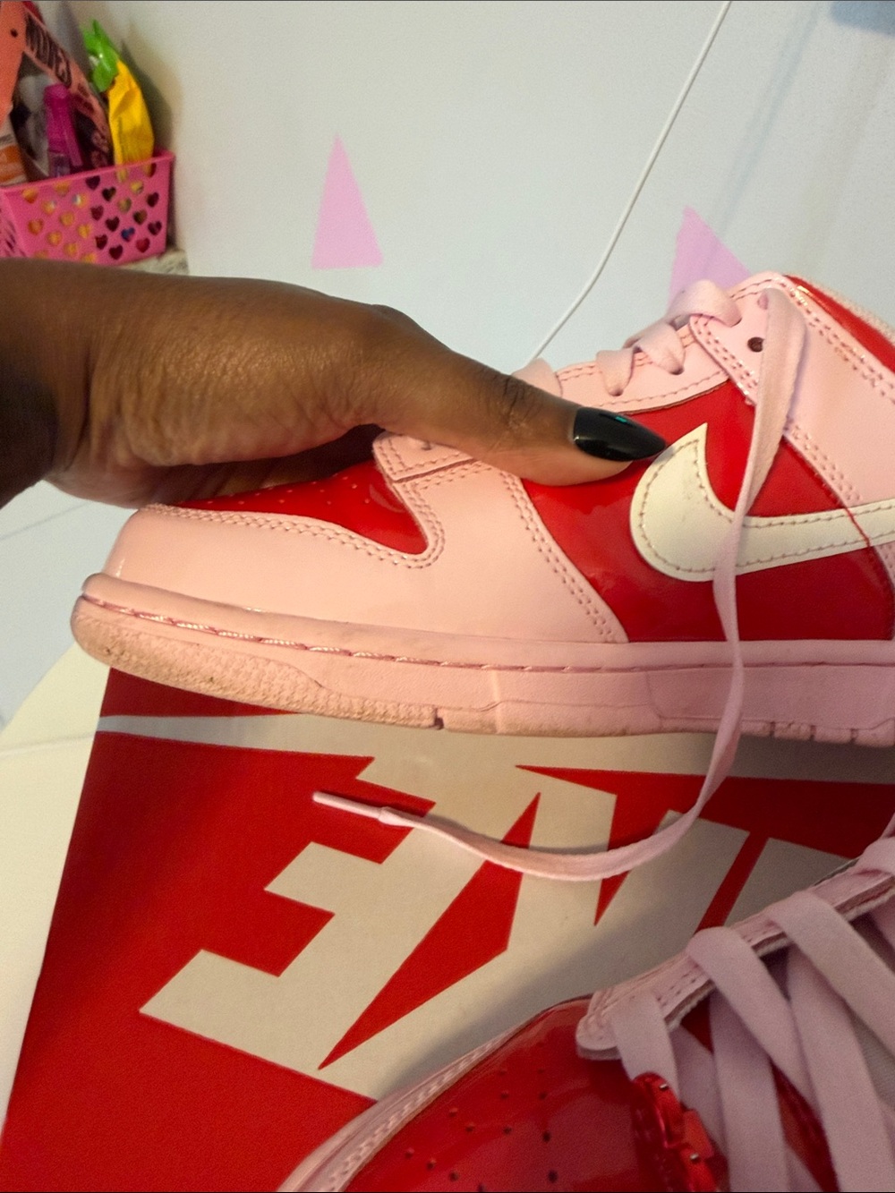 Nike Dunks Kids Pink and Red Low-Top Sneakers - Picture 11 of 15